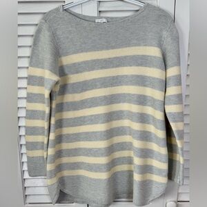 J.Jill Gray & Cream Striped Knit Sweater – Size L Petite
